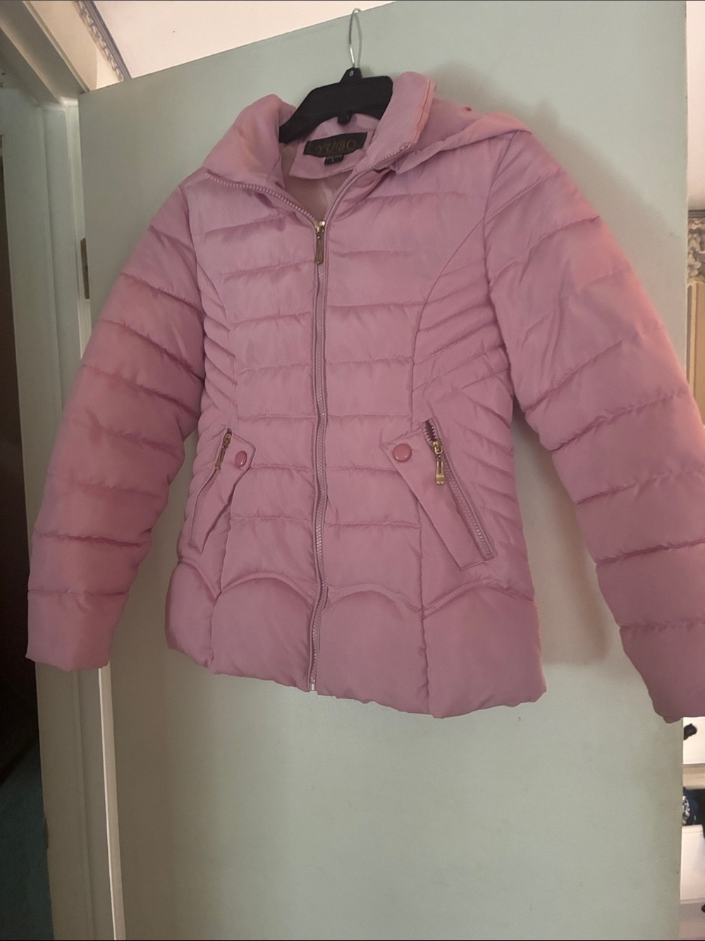 Kids Pink Quilted Puffer Jacket with Hood